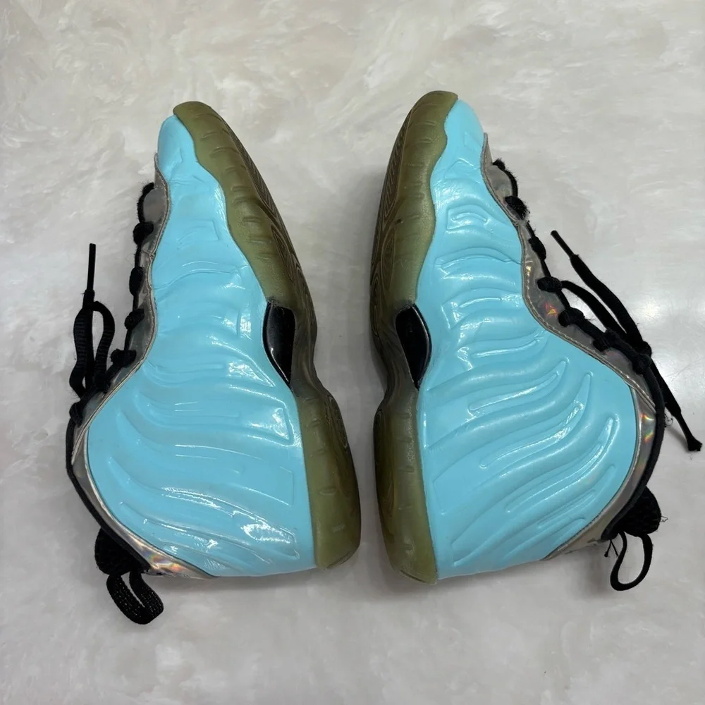 Aqua Iridescent Foamposite Sneakers | Nike Little Posite Pro 12.5